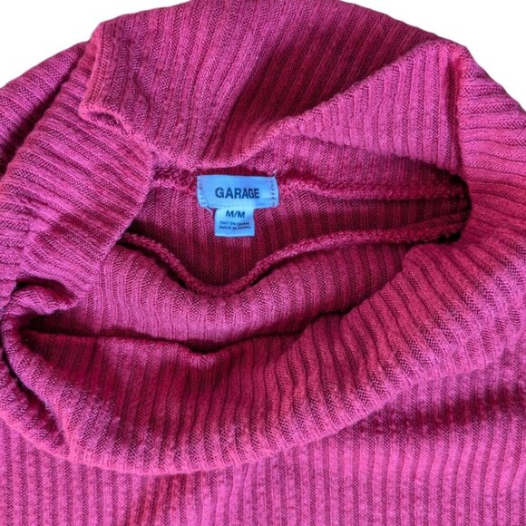 Garage Red Turtleneck Ribbed Short Sweater Women Size Medium - Picture 6 of 12